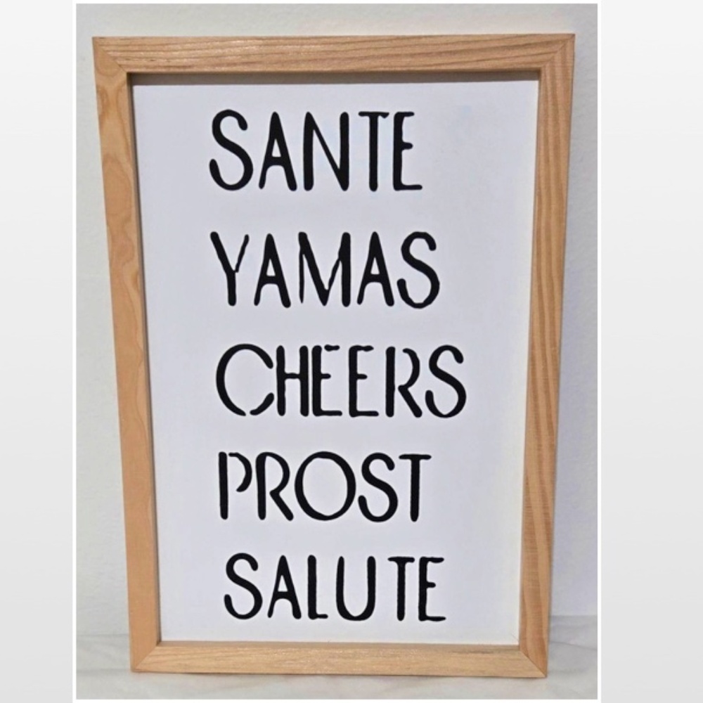 New Room & Retreat Word Art Sign Home Wall Décor Cheers Wood Bar Wine Theme NWT